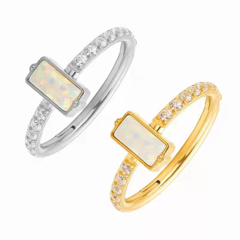 Clicker Ring Seamless - 10szt Stal chirurgiczna 316L Opal CZ