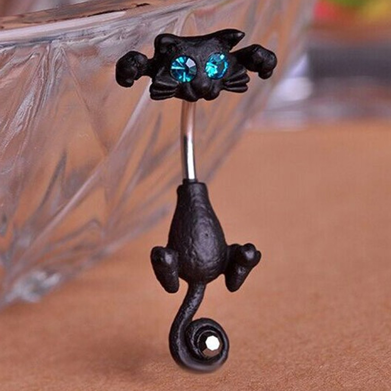 Body Jewelry Brands - Złoty kolczyk do pępka w kształcie