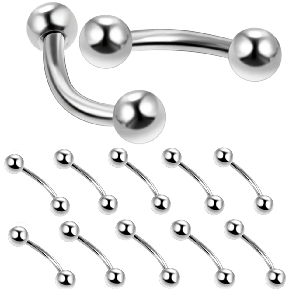 Eyebrow Curved Barbell - 10 sztuk/partia stalowy brwi bananowy kolczyk