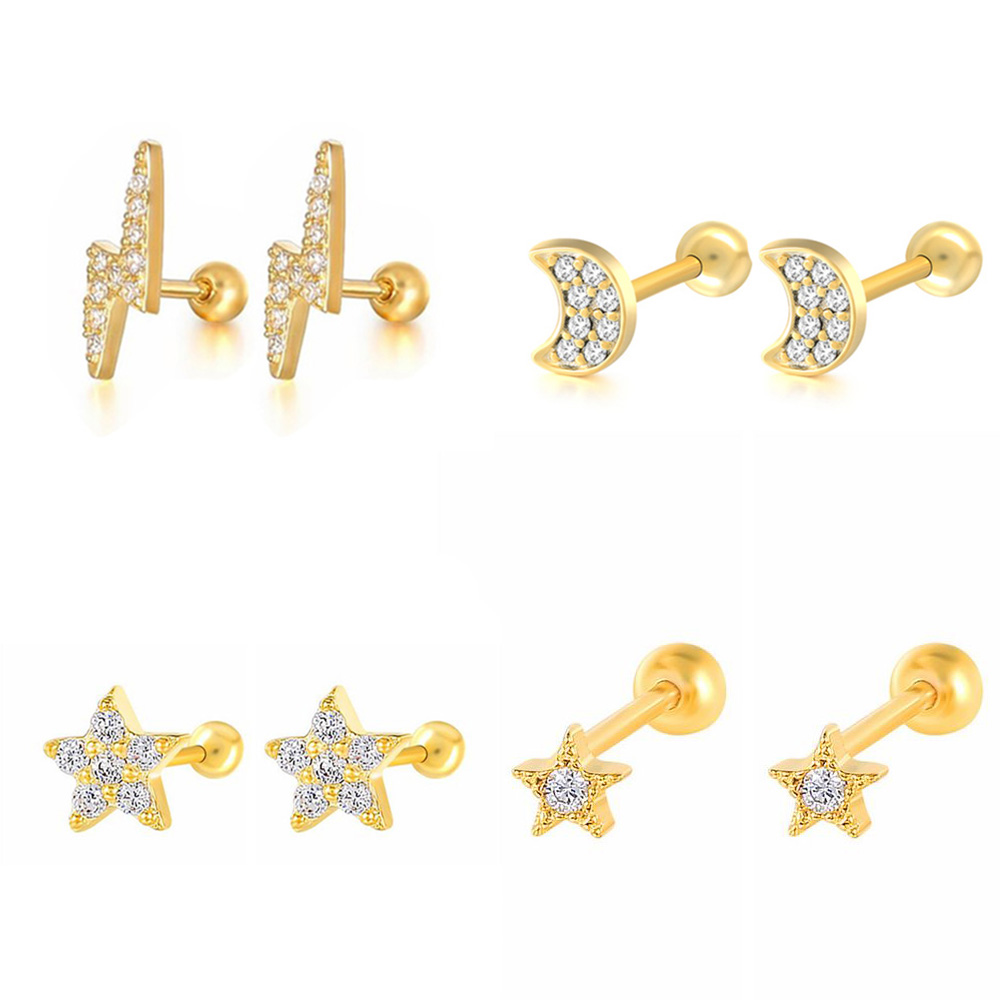 Helix Cartilage Ring - Gwiazda księżyc kolczyk do małżowiny ucha