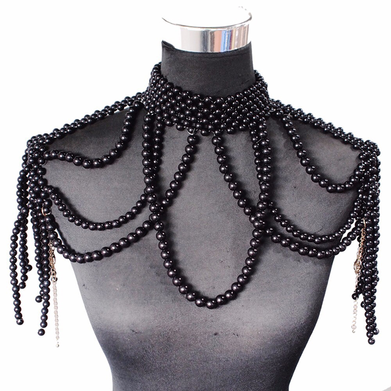 Body Jewelry Brands - Modna perłowa biżuteria na ramię, łańcuszek,