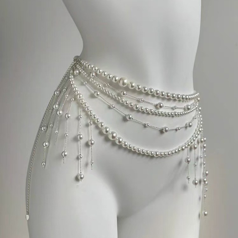 Body Jewelry Brands - Damski łańcuszek na talię z perłami,