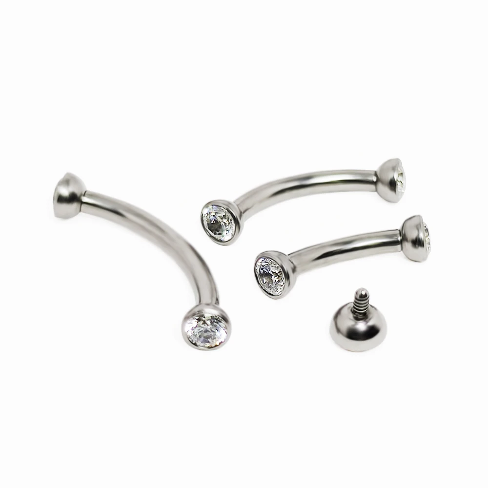 Eyebrow Curved Barbell - F136 tytanowe kolczyki brwi cyrkon chrząstka