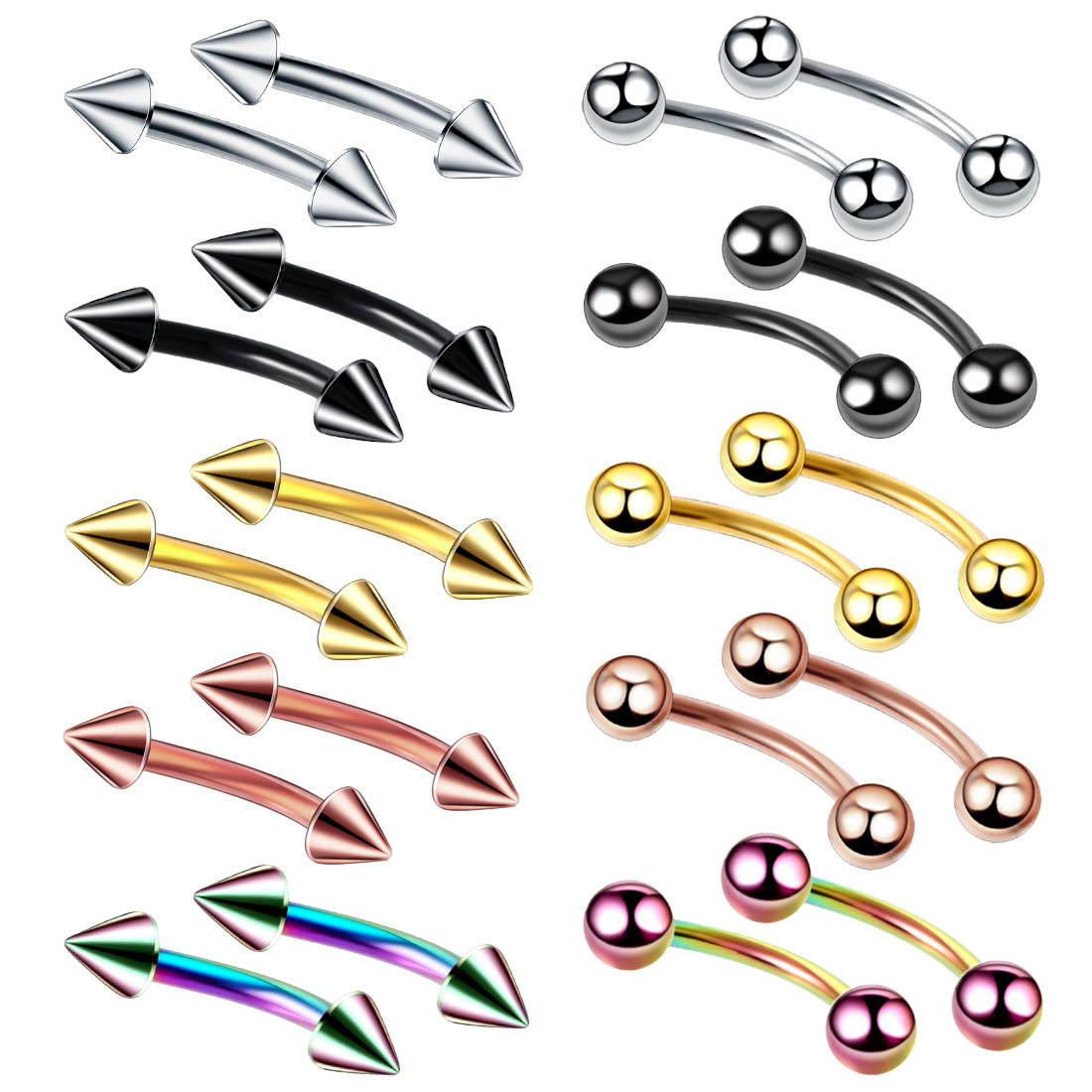 Eyebrow Curved Barbell - 20 sztuk/zestaw stali nierdzewnej do brwi