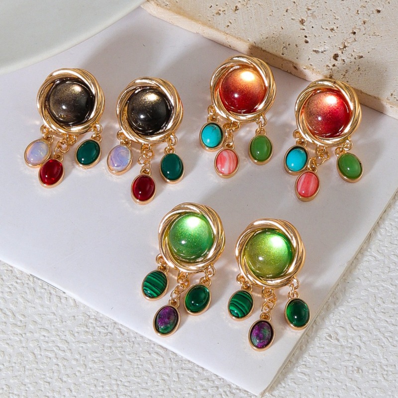 Body Jewelry Brands - Kolorowe szklane kolczyki kryształowe dla kobiet,