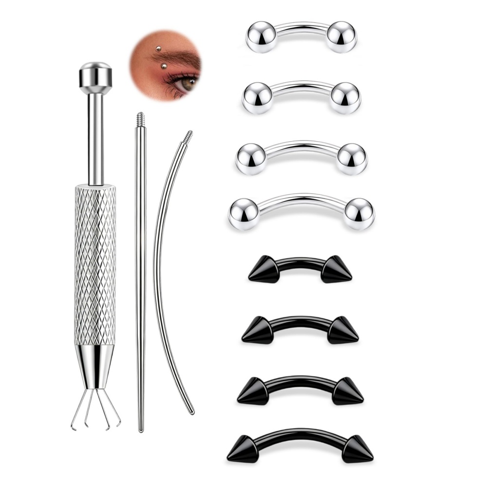 Eyebrow Curved Barbell - 11pcs 16G zakrzywiony zestaw piercingowy z