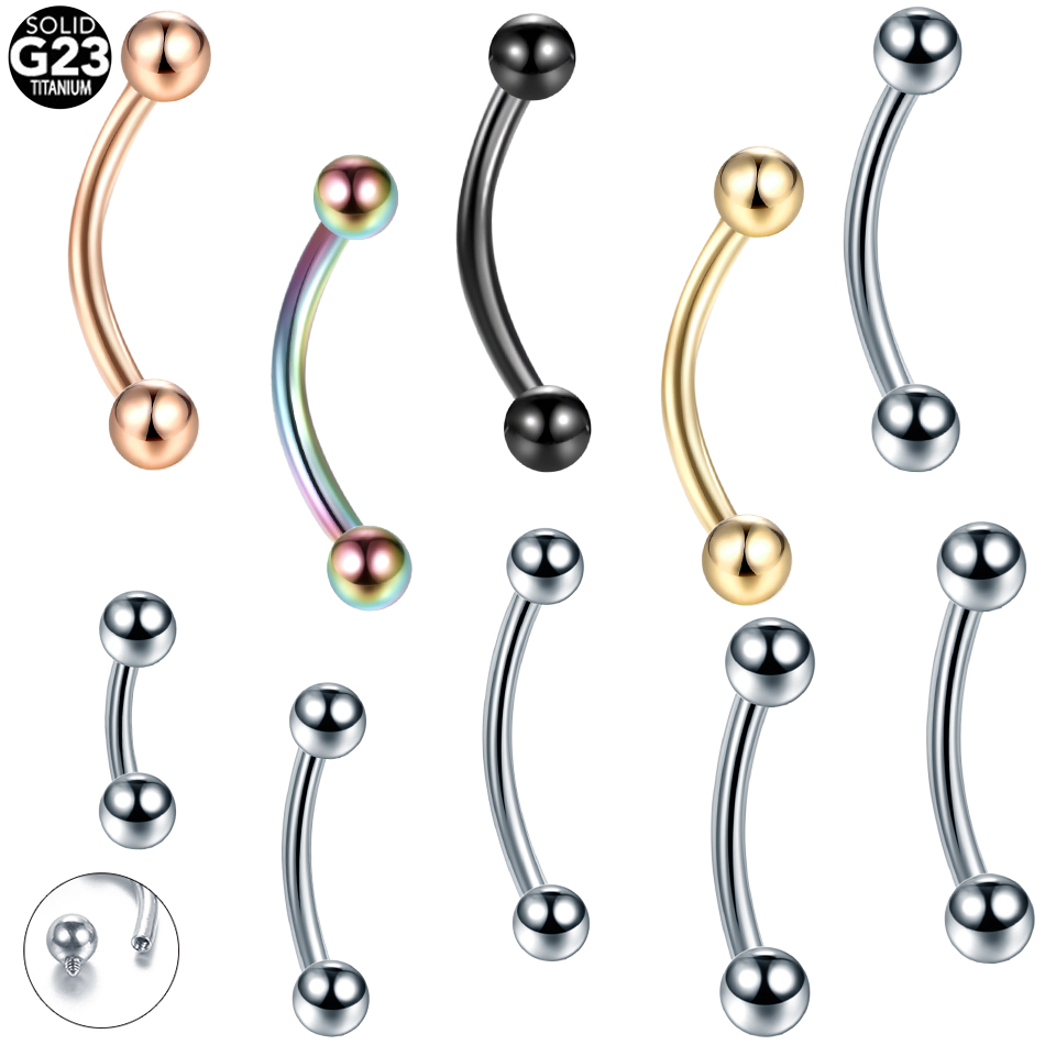 Eyebrow Curved Barbell - 10 sztuk/partia G23 tytanowy brwi bananowy