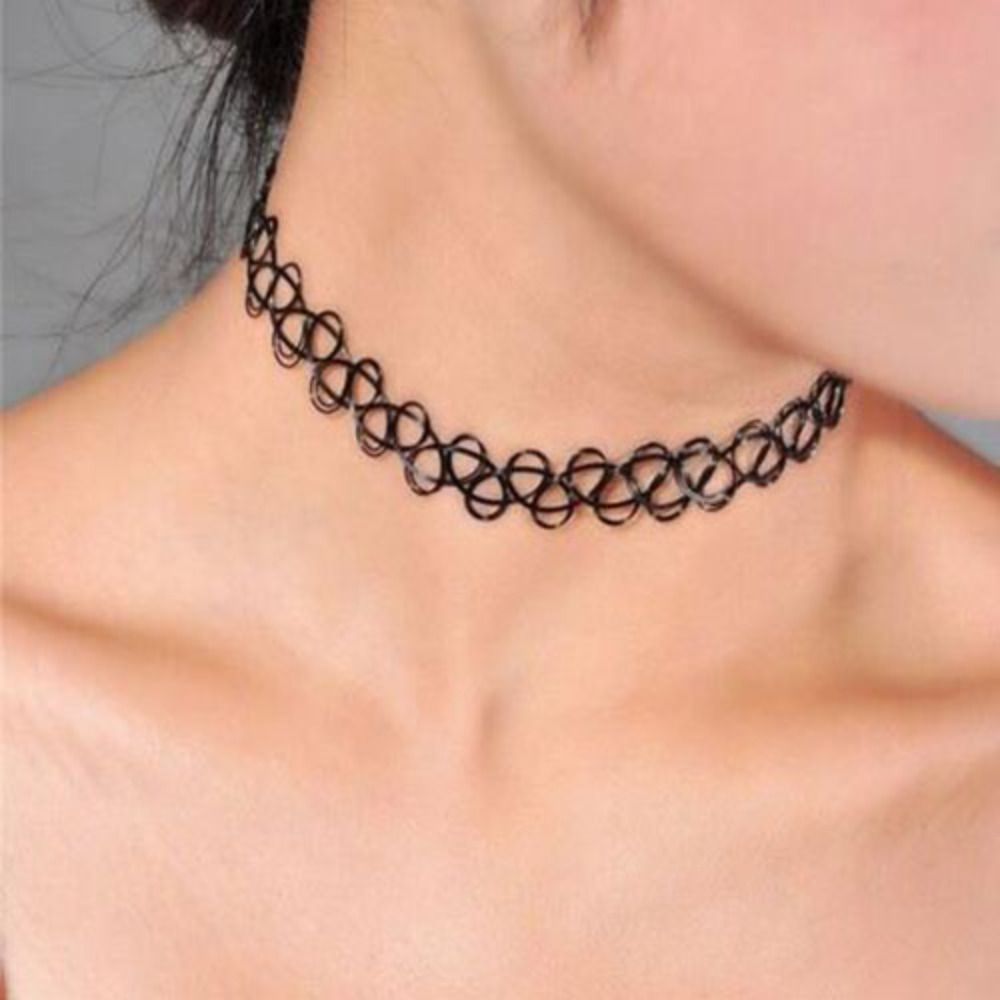 Body Jewelry Goth - Wielokolorowy pleciony naszyjnik z nici rybnej