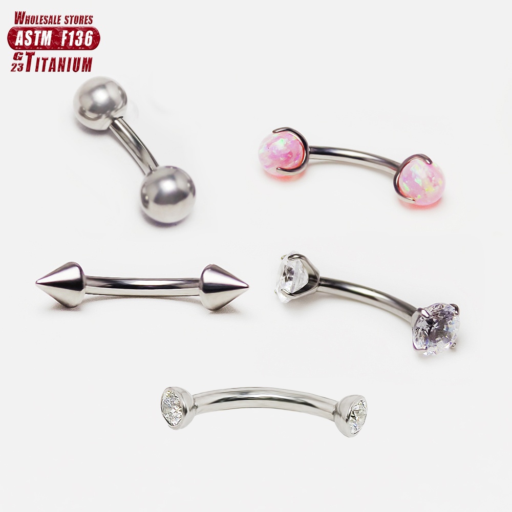 Eyebrow Curved Barbell - Hurtownia: Tytanowe kolczyki F136, kolczyki barbell