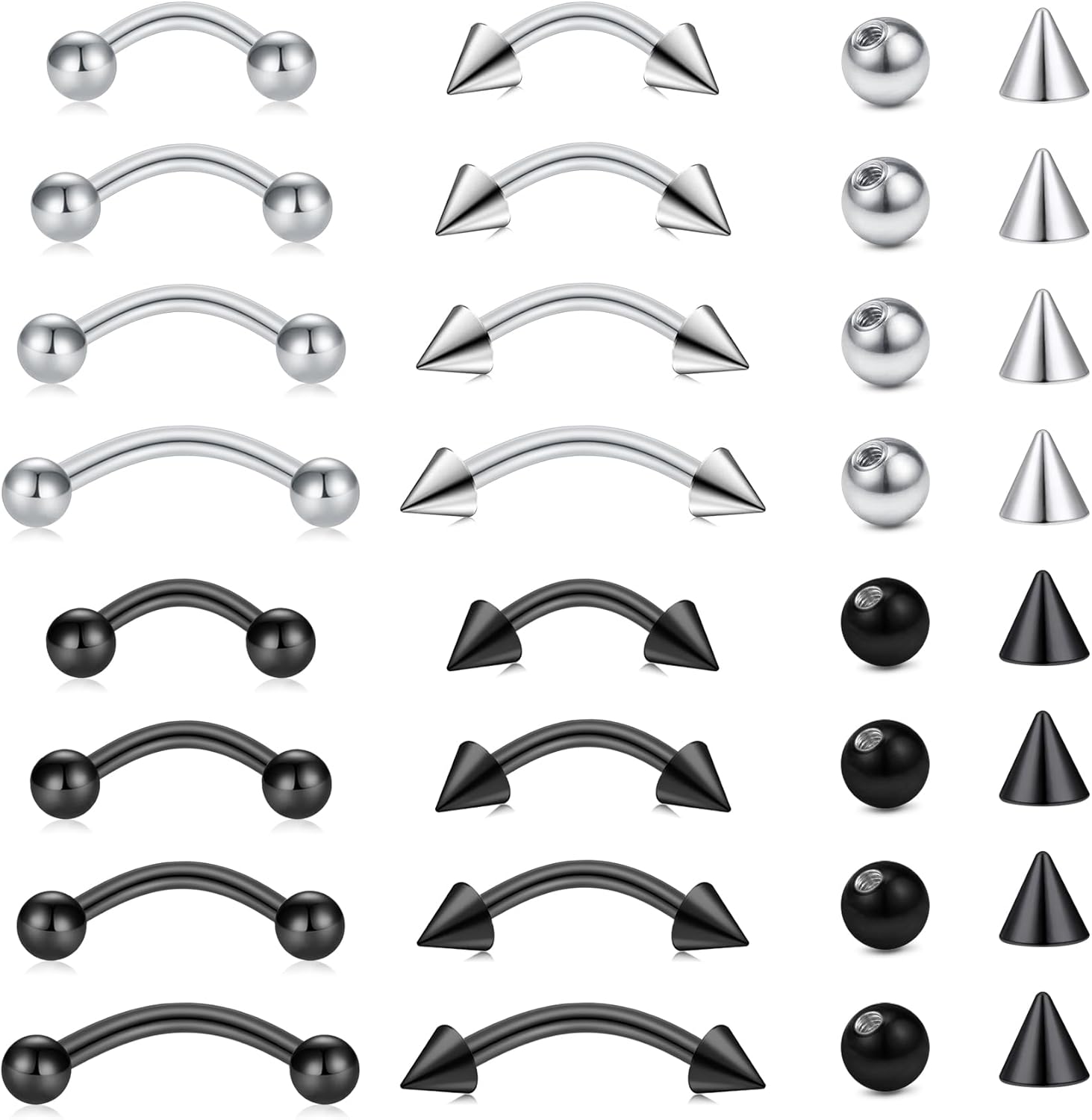 32 szt./zestaw Kolczyki ze sta – Eyebrow Curved Barbell recenzja i cena