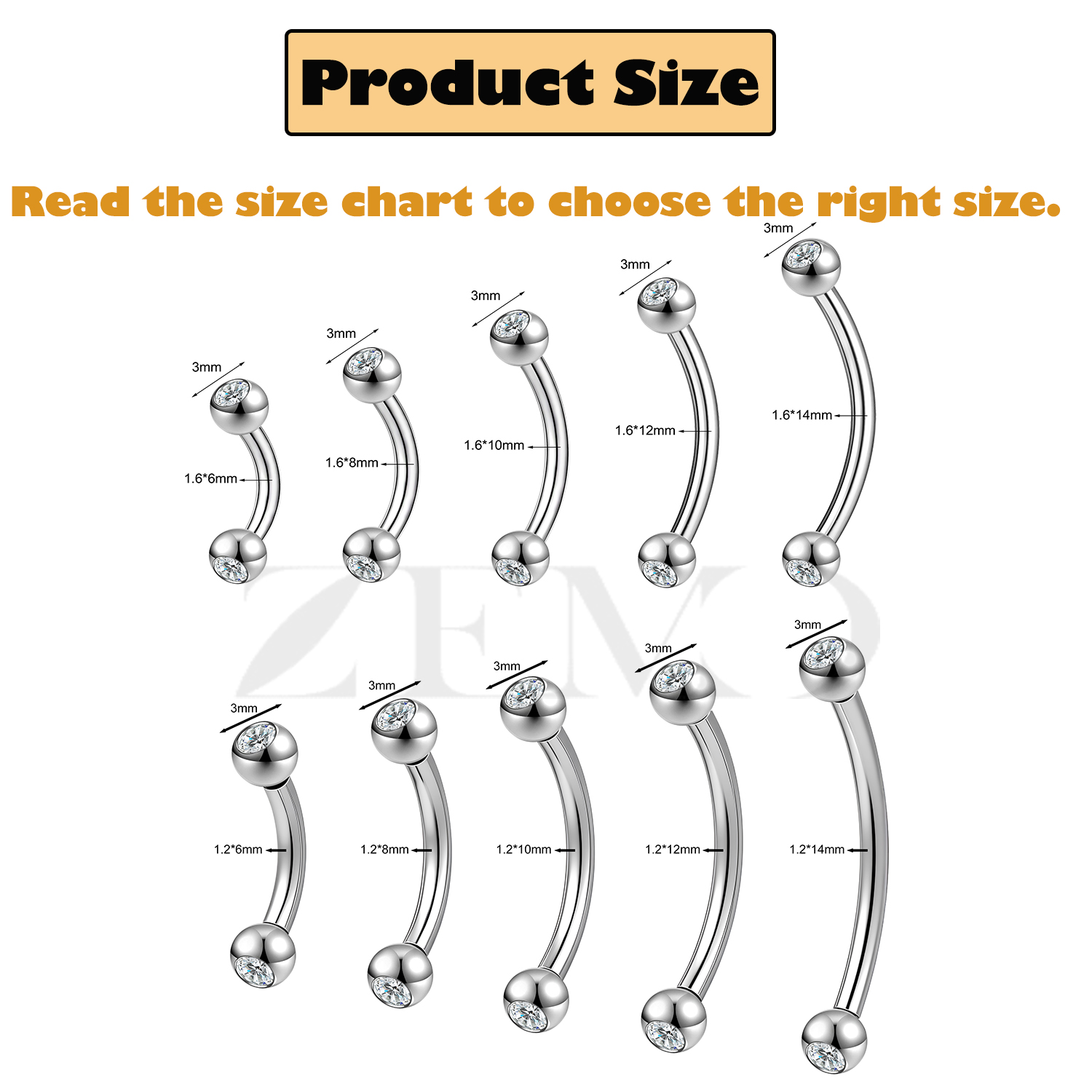 ZEMO 1 szt. 14/16G Stal Nierdz – Eyebrow Curved Barbell recenzja i cena
