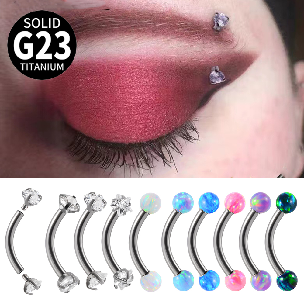 1PC G23 Titanium CZ Wewnętrzni – Eyebrow Curved Barbell recenzja i cena