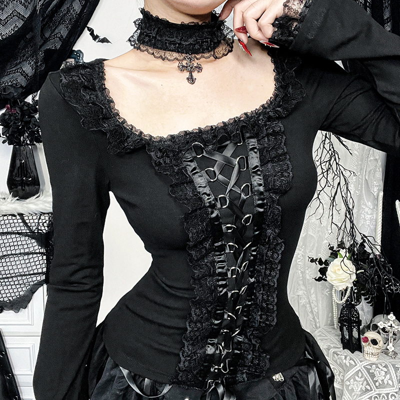 Gotycka czarna bluzka z koronk – Body Jewelry Goth recenzja i cena