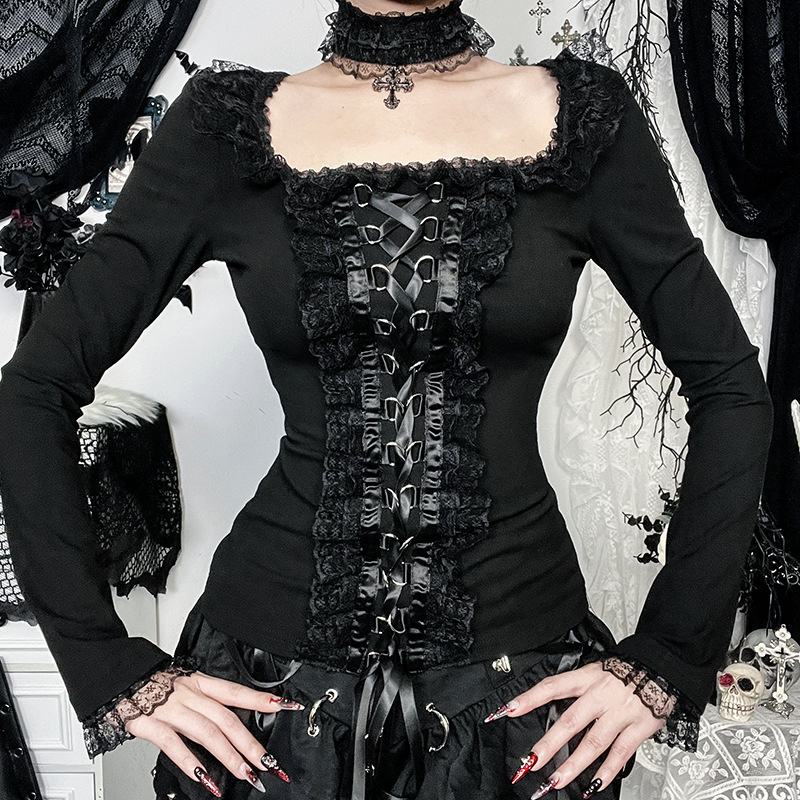Gotycka czarna bluzka z koronk – Body Jewelry Goth recenzja i cena